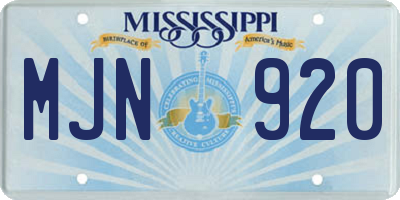 MS license plate MJN920
