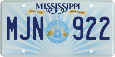 MS license plate MJN922