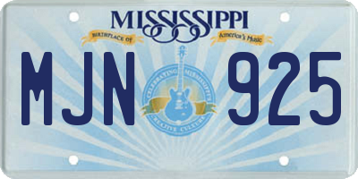 MS license plate MJN925