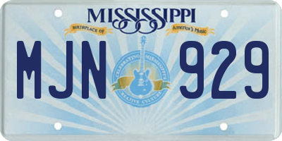 MS license plate MJN929