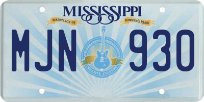 MS license plate MJN930