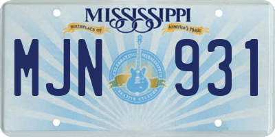 MS license plate MJN931