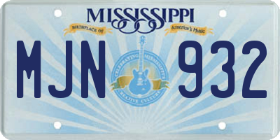 MS license plate MJN932