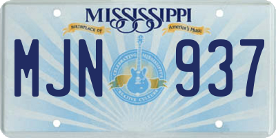 MS license plate MJN937