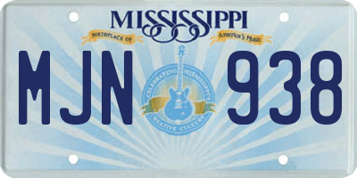 MS license plate MJN938