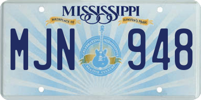 MS license plate MJN948