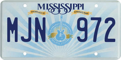 MS license plate MJN972