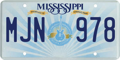 MS license plate MJN978