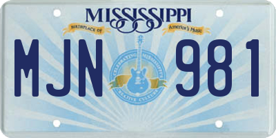 MS license plate MJN981