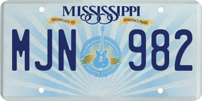 MS license plate MJN982