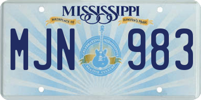 MS license plate MJN983