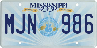 MS license plate MJN986