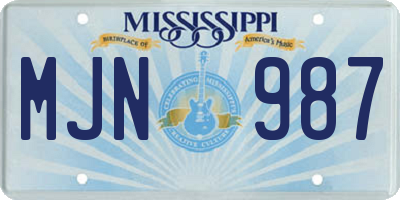 MS license plate MJN987