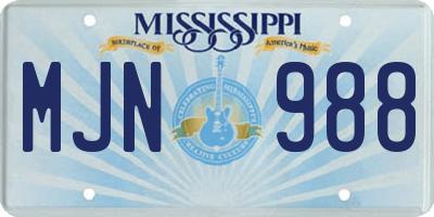 MS license plate MJN988