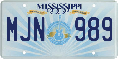 MS license plate MJN989