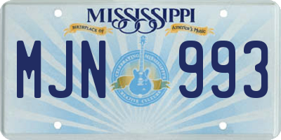MS license plate MJN993