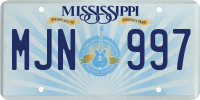 MS license plate MJN997