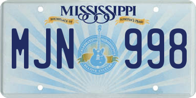 MS license plate MJN998