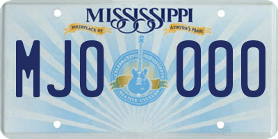 MS license plate MJO000