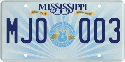MS license plate MJO003
