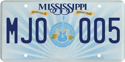 MS license plate MJO005