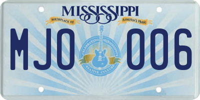 MS license plate MJO006