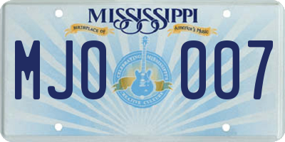 MS license plate MJO007