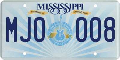 MS license plate MJO008
