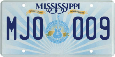MS license plate MJO009