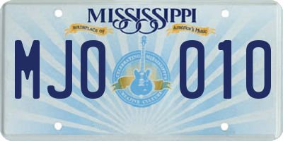 MS license plate MJO010