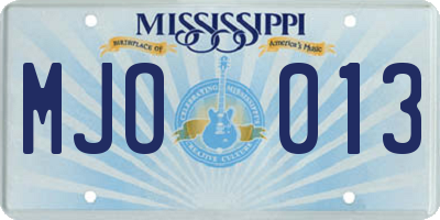 MS license plate MJO013
