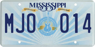 MS license plate MJO014