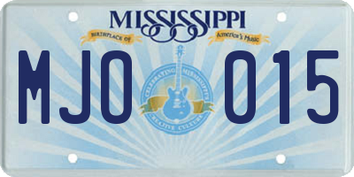 MS license plate MJO015