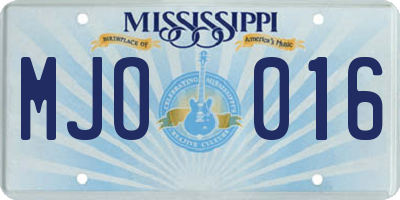 MS license plate MJO016