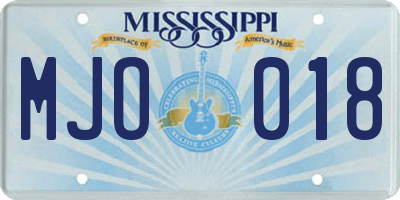 MS license plate MJO018