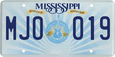 MS license plate MJO019