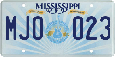 MS license plate MJO023