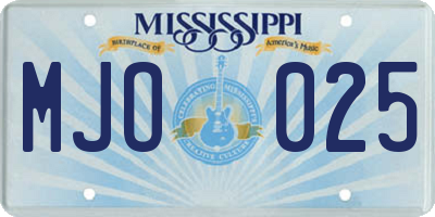 MS license plate MJO025