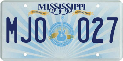 MS license plate MJO027