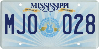 MS license plate MJO028