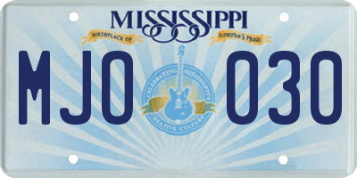 MS license plate MJO030