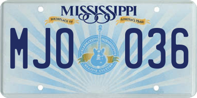MS license plate MJO036