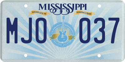 MS license plate MJO037