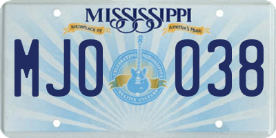 MS license plate MJO038