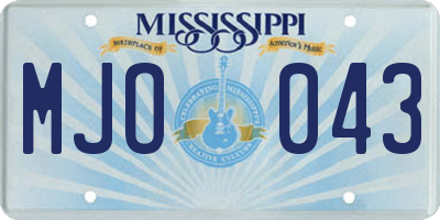 MS license plate MJO043