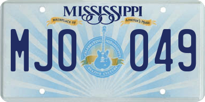 MS license plate MJO049