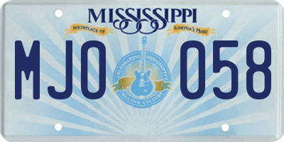 MS license plate MJO058