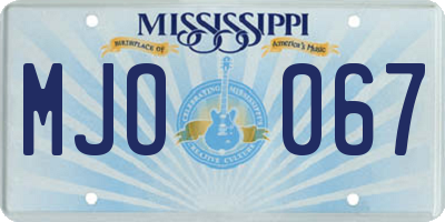 MS license plate MJO067