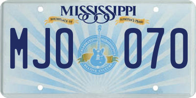 MS license plate MJO070