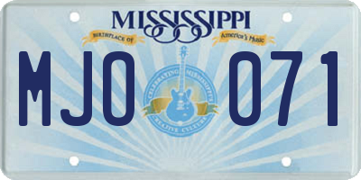MS license plate MJO071